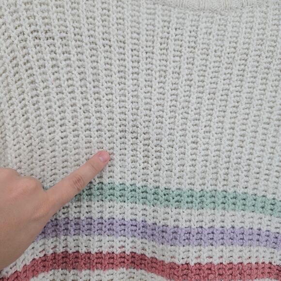 Hollister Oversized Stripe Cropped Knitted Sweater Size SM Kidcore Soft Pastel - Picture 6 of 10